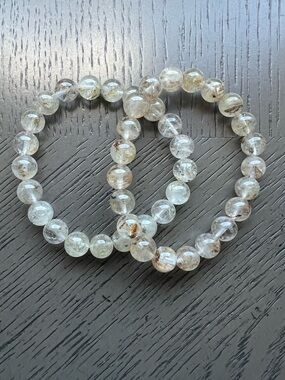 ( ONE ) HQ UV Reactive Herkimer Diamond bracelet 9mm SIZE 6.5’